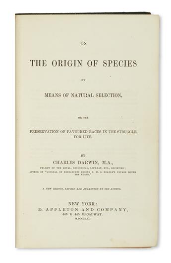MEDICINE  DARWIN, CHARLES. On the Origin of Species . . . New Edition, Revised and Augmented by the Author.  1860